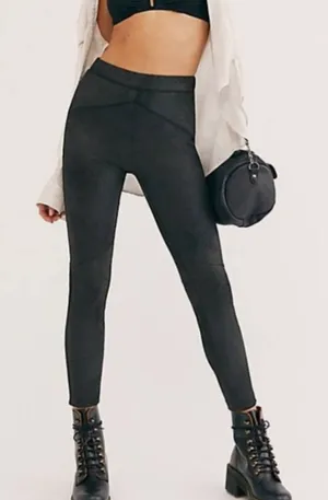 Free People Black Midnight Vegan Suede Skinny‎ Pants Size XS thumbnail 1