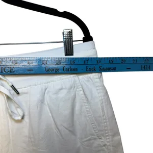 White Casual Drawstring Waist Cotton Blend Shorts Capsule Wardrobe Classic Sz L‎ thumbnail 5