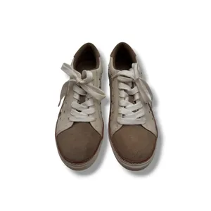 Crown Vintage Sneakers 8 Beige Mixed Media‎ Studded Snakeskin Lace Up Low Top thumbnail 2