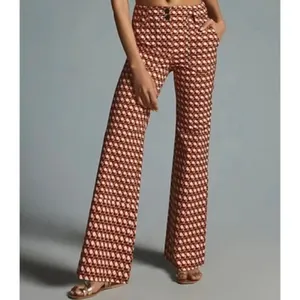 Maeve Naomi High‎ Waisted Flare Pants Geometric Print Magic Fabric Size 2 thumbnail 3