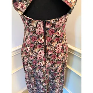 Vintage 90s All That Jazz Floral Rayon Midi Dress Cross Back Strap Grunge Retro thumbnail 7