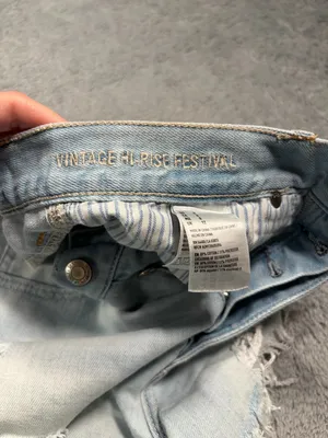 American Eagle vintage hi-rise festival Light Blue Distressed Denim Shorts 8 thumbnail 6