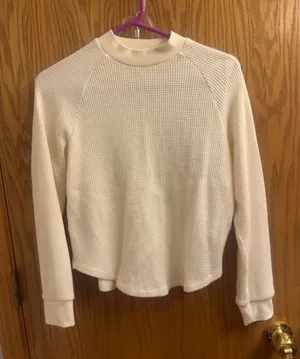 Madewell Cream Waffle Mock-Neck Pullover thumbnail 1