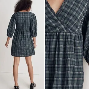 MADEWELL Marianna Puff-Sleeve Mini Dress in Plaid NI640 Size S thumbnail 5