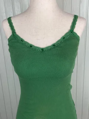 Vintage Y2K Aeropostale Beaded Lace Cami Tank Top Size Small Green Fairycore thumbnail 3