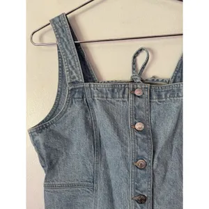 NWOT LOFT Denim Lace Up Button Front Corset Top Women’s 8/29 thumbnail 3