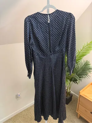 SANDRO Button-embellished printed silk-twill midi dress NWT 42 US10 thumbnail 4