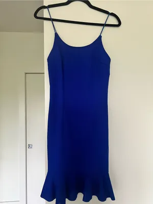 Elegant Royal Blue Slip Dress with Fluted Hem thumbnail 5