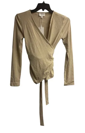 NWT Heyson Boutique Brand Beige/Neutral Wrap Top Size Small thumbnail 1