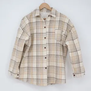 Unbranded Shacket Women M Plaid Cream Tan Sherpa Lined Button-Down Excellent thumbnail 1