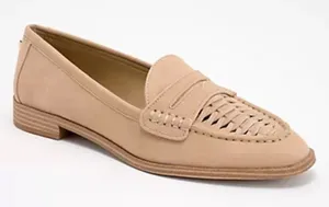 Vince Camuto Caylas Beige Suede Penny Loafers Woven Preppy Size 9‎ NWOB thumbnail 1