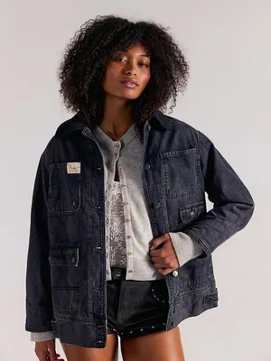 FP We The Free Sweet Talk Denim Barn Coat Black Extra Small New With Tags thumbnail 1