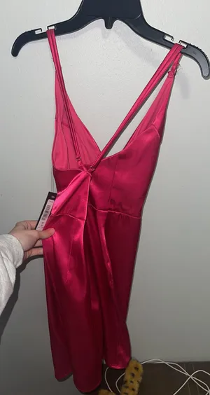 Dillard's Pink Satin Semi-Formal Dress thumbnail 4