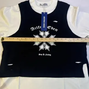 Aelfric Eden Punk Emo‎ Goth Preppy Oversized Distressed T Shirt Vest XS NWT thumbnail 4