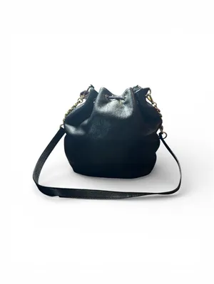 MICHAEL Michael Kors Black Leather Drawstring Bucket Bag thumbnail 3