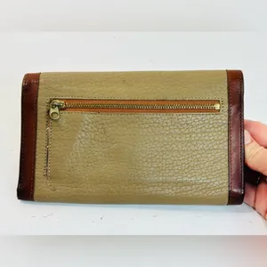 Vintage Dooney & Bourke All Weather Leather Checkbook Wallet, Taupe/British Tan thumbnail 5