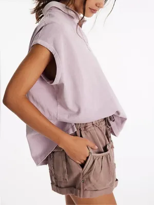 NWT Free People We The Free Keep On Polo - Brush Lilac purple - medium thumbnail 5