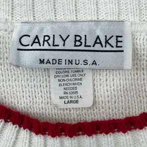 Vintage Carly Blake American Flag USA Ribbed Hem Crew Neck Sweater Large thumbnail 6