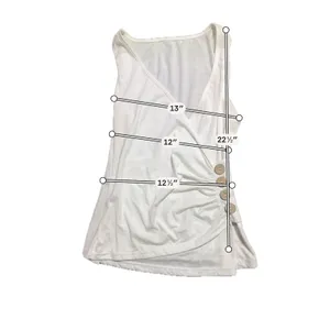 Shein Women White Sleeveless Surplice V-Neck Side Button Ruched Wrap Top Small‎ thumbnail 3