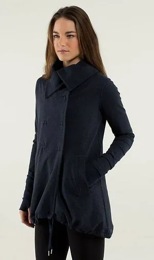 Lululemon Gratitude Wrap Heathered Inkwell Cardigan‎ Shawl Collar Size 6 thumbnail 1