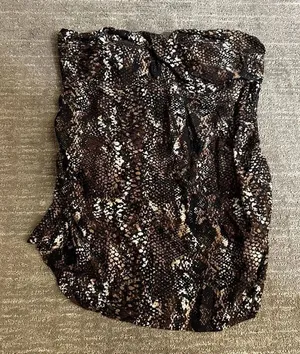Motherhood Maternity Snake Print Brown Black Strapless Swim Top Medium thumbnail 1