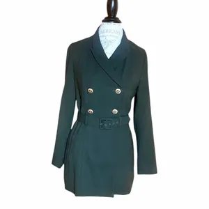 Rina Rossi Wool Forest Green Military Style Double Breasted Belted Jacket Sz 8 thumbnail 7