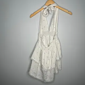 Superdown Women's Emilia Ruffle Halter Mini Dress White + Black Polka Dot Size M thumbnail 5
