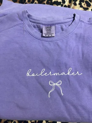 Comfort Colors Lavender Crewneck Sweatshirt with Script Bow thumbnail 4