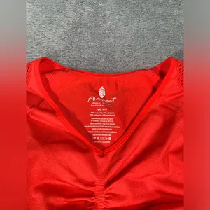 Free people FP Movement on the rise long sleeve later Red Ruched Active Top M/L thumbnail 6