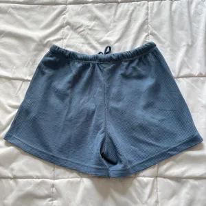 Ekouaer Waffle Knit Lounge Shorts Blue Drawstring Pajama Bottoms Womens Small thumbnail 7