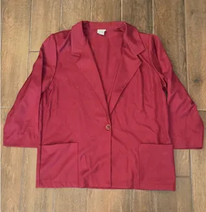 Modern‎ Essentials Blazer XL Burgundy Vintage 3/4 Sleeve One Button Professional thumbnail 1