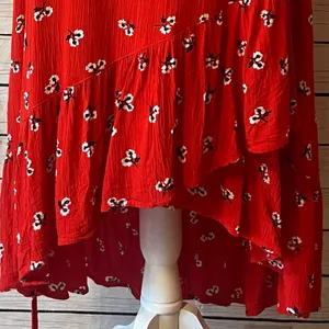 Billabong Dancing Till Dawn Red Floral Midi Wrap Skirt Size Medium thumbnail 8