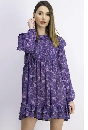 FREE PEOPLE These Dreams Babydoll Swing Long Sleeve Boho Mini Dress Size M. B-4 thumbnail 1
