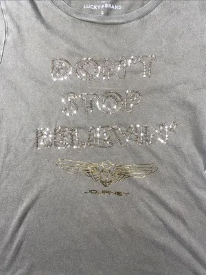 Lucky Brand Journey Olive Green Short Sleeve Tee with Gold Foil & Sequins thumbnail 4