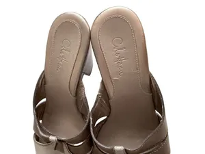 COLE HAAN Light Bronze Brown Silver Leather Sandals Heels Size 7 thumbnail 5