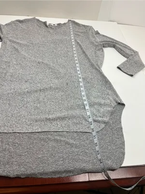 Joah Brown Heather Gray Longline Layered Tunic Long Sleeve Womens One Size FLAW thumbnail 5