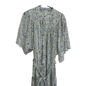Anthropologie Blue Floral Modal Mini Romper Flutter Sleeve Belted Pockets Small‎ thumbnail 4