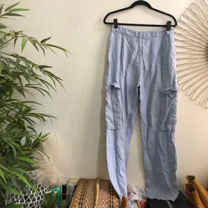 TRENDING Urban Outfitters Y2K Pastel Light Blue Multi-Pocket Cargo Jogger Pants Trousers-US8/M Measurement in pics thumbnail 3