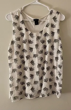 Ann Taylor factory lined white pattern sleeveless‎ lightweight summer top casual thumbnail 1