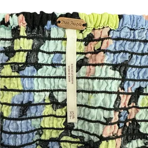 Free People Smocked Floral Puff Sleeve Top‎ XS – Square Neck Black Multicolor thumbnail 11