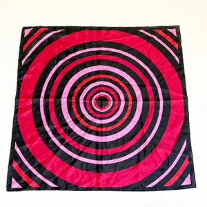 NWT Express Womens Vintage Black Red Pink Silk Bullseye Mod Retro Square Scarf thumbnail 1