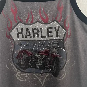 Harley-Davidson Gray Tank Top with Black Straps Size Large thumbnail 4