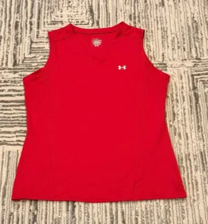 New Under Armour women's medium pink V-neck tank thumbnail 1