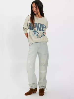 NEW Free People Retro Brand Apres Ski Pullover Crewneck 100% Cotton - Size XS thumbnail 2
