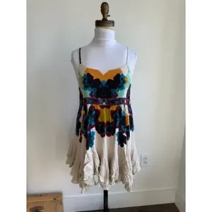 Free People Women's Sweet Lucy Slip Sun Dress Embroidered Tasseled Size XS Multi thumbnail 10