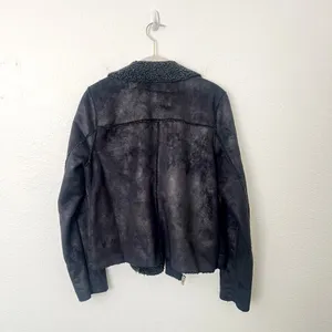 [American Eagle Outfitters] Black Shearling Faux Suede Moto Jacket Size Medium M thumbnail 2
