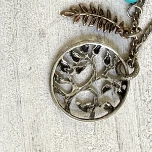 Silver tone tree charm pendant necklace thumbnail 7