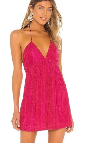 Superdown Revolve Margo Halter Mini‎ Dress Womens Small Pink Party Clubwear Boho thumbnail 1
