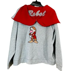 Disney Grumpy Gray Fleece Zip-Up Hoodie Size Large Y2K thumbnail 9