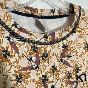 KARI TRAA Women Bird Print Long Sleeve Top | size small thumbnail 6